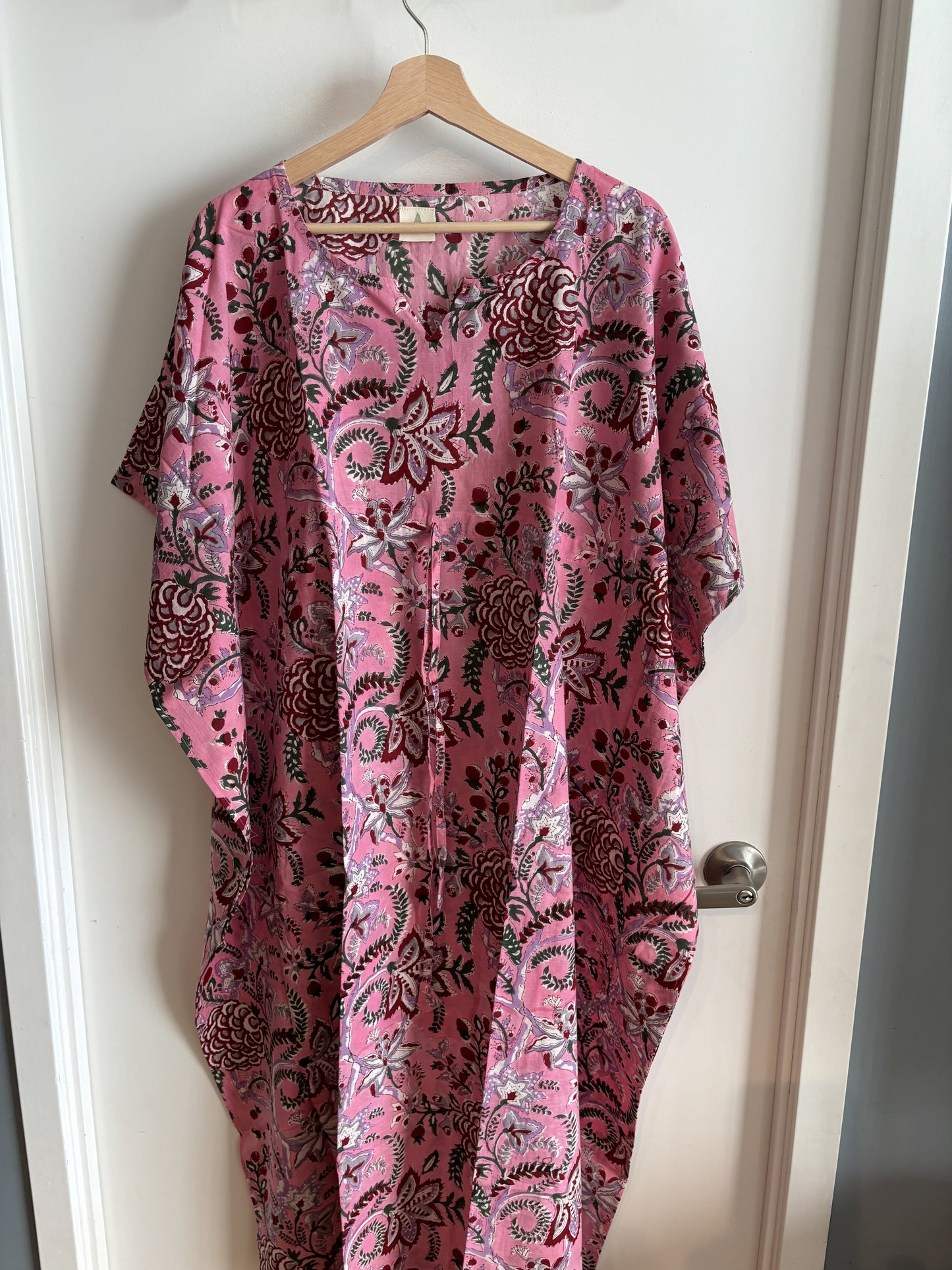 Pink Block Printed Kaftan