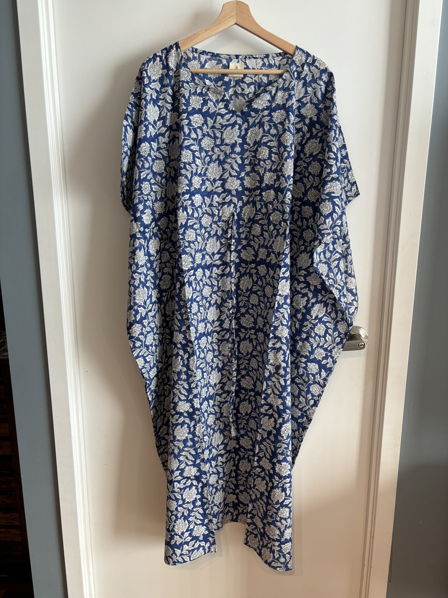 Blue Block Printed Kaftan