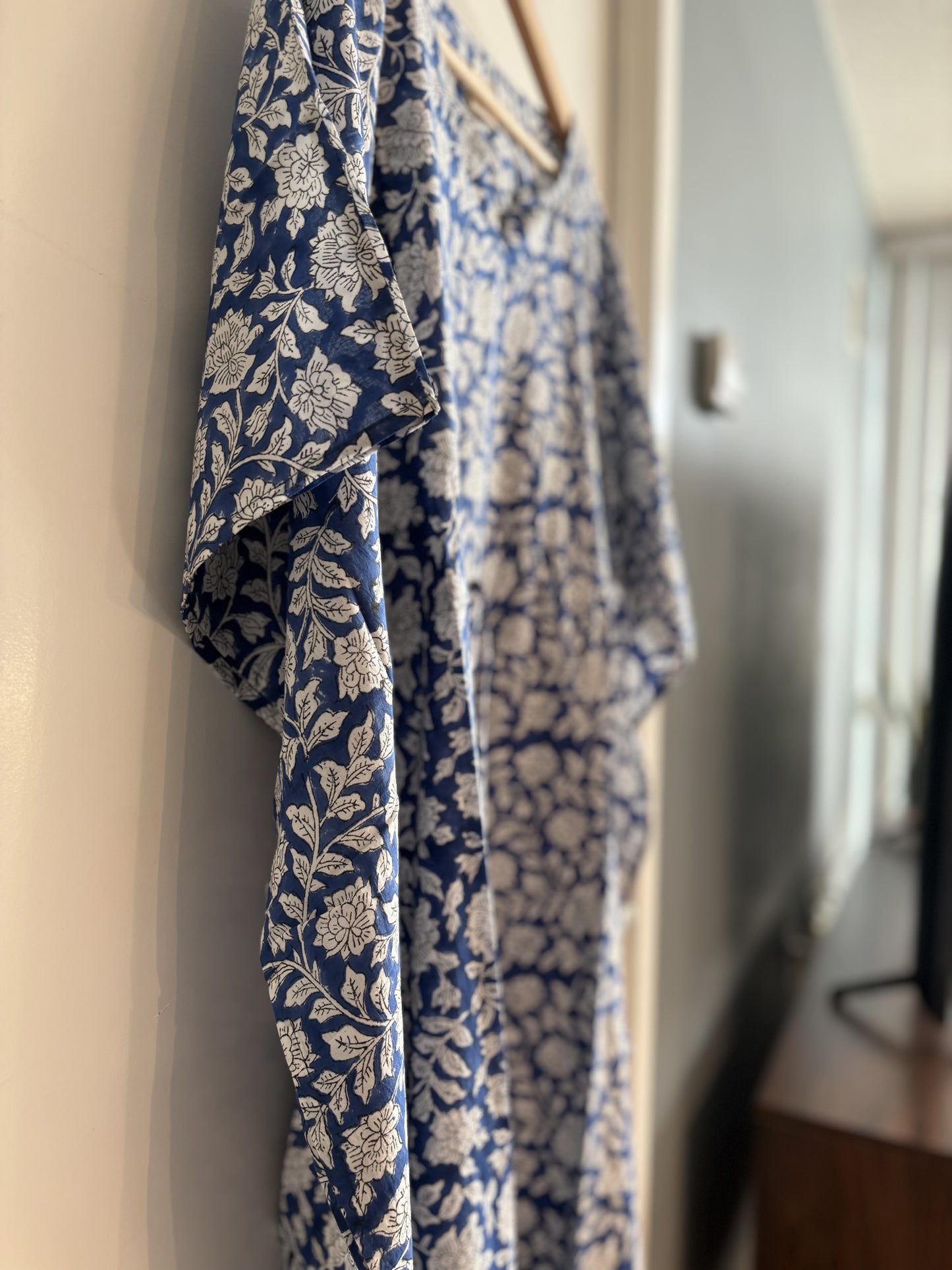 Blue Block Printed Kaftan