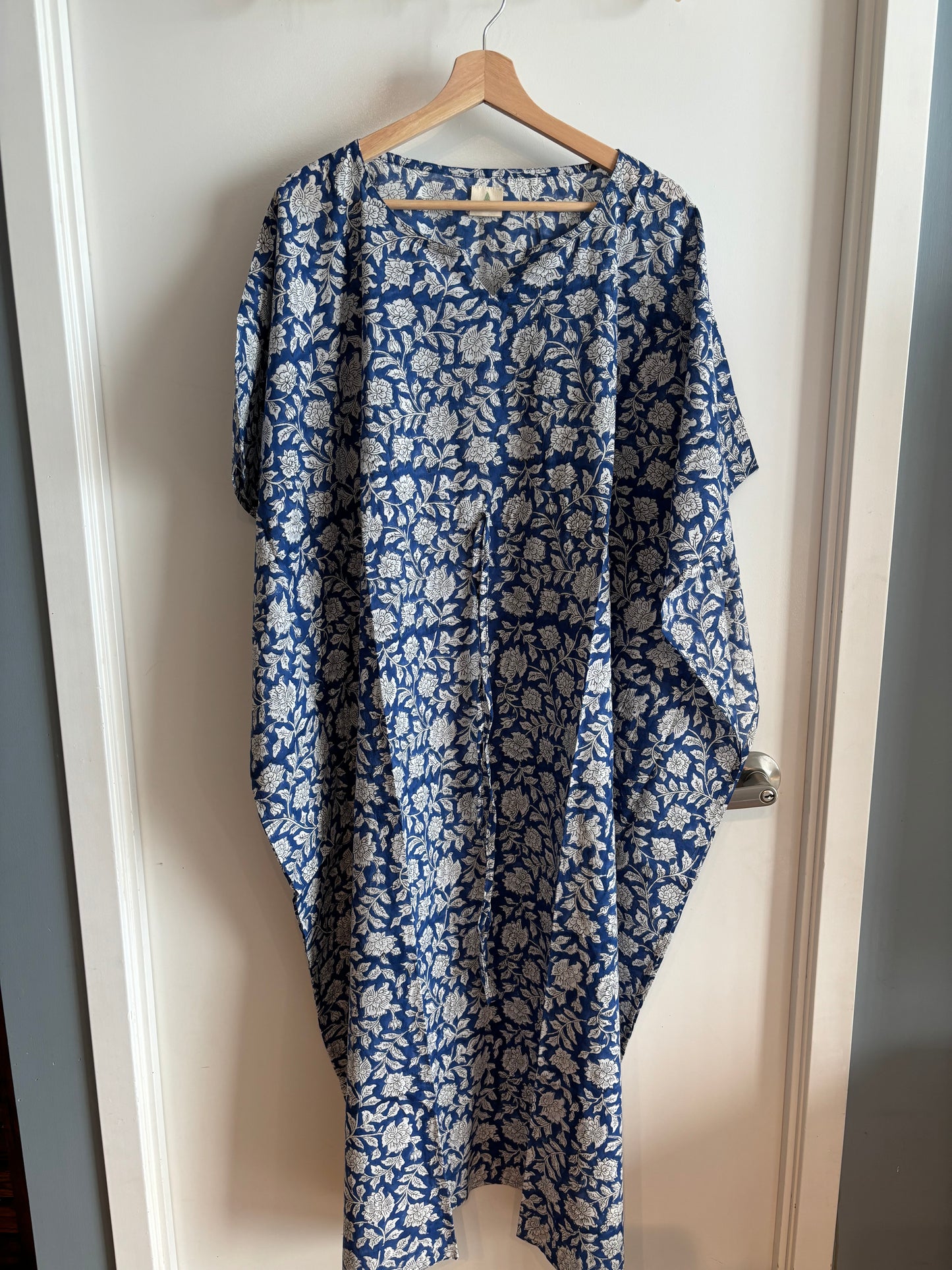 Blue Block Printed Kaftan