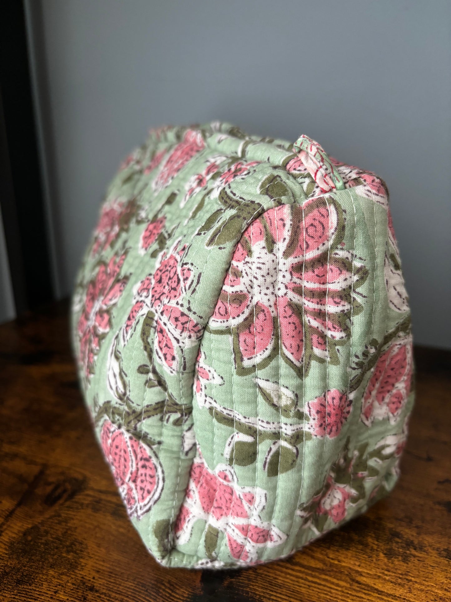 Light Green Block Printed Makeup Pouch