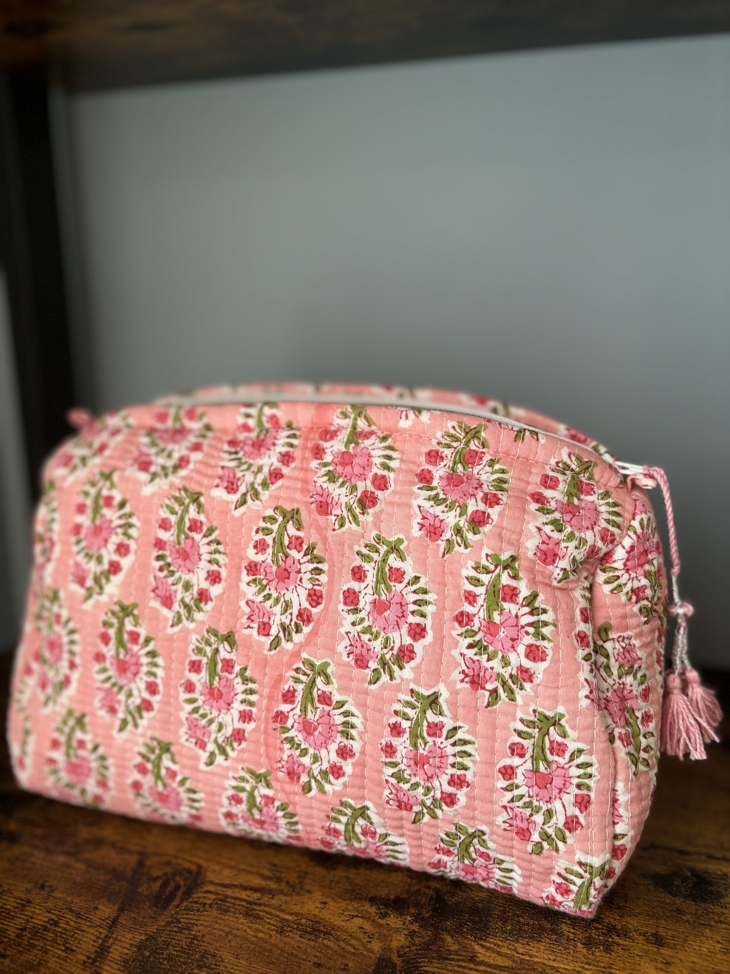 Pastel Block Printed Makeup Pouch