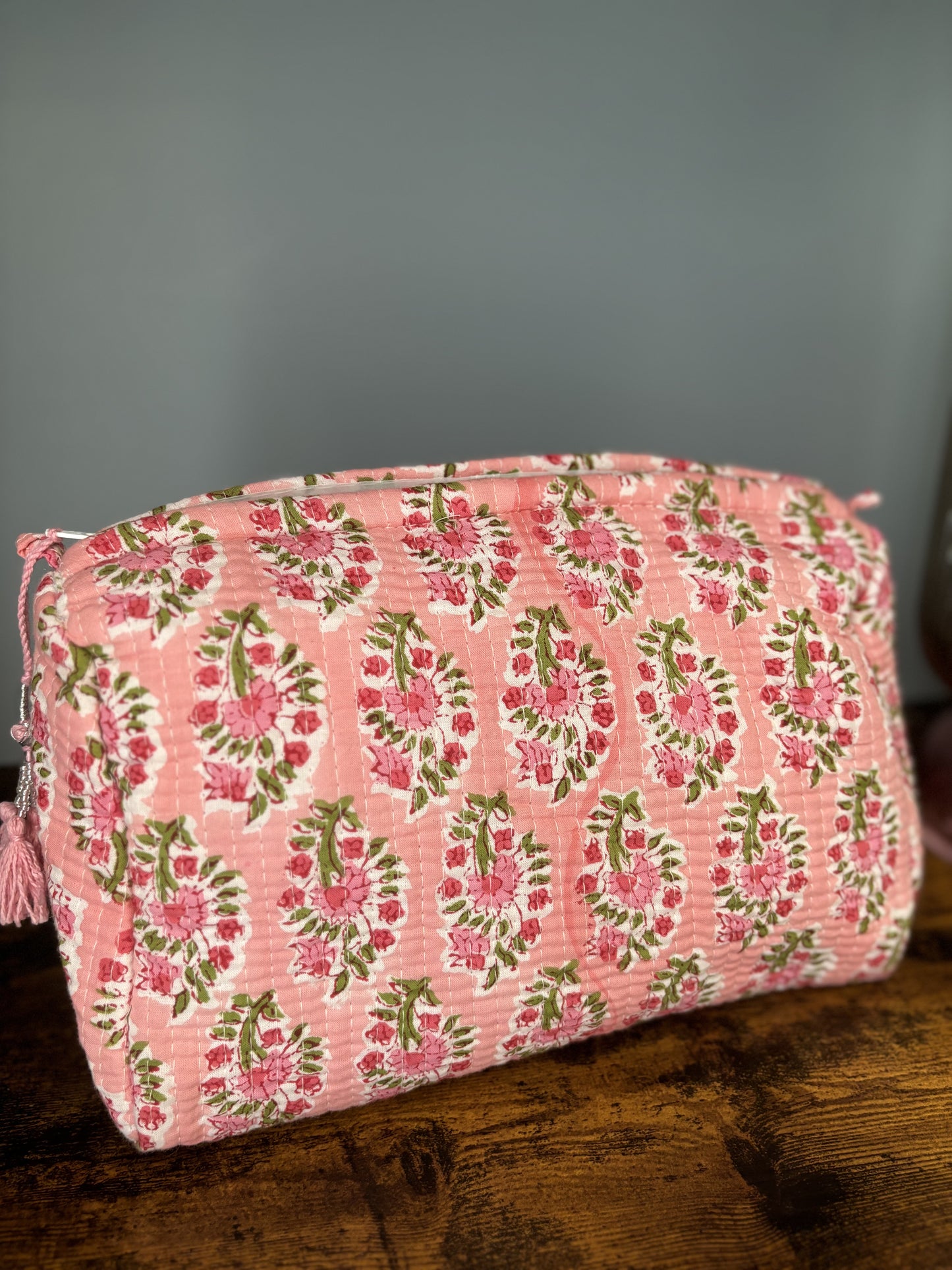 Pastel Block Printed Makeup Pouch