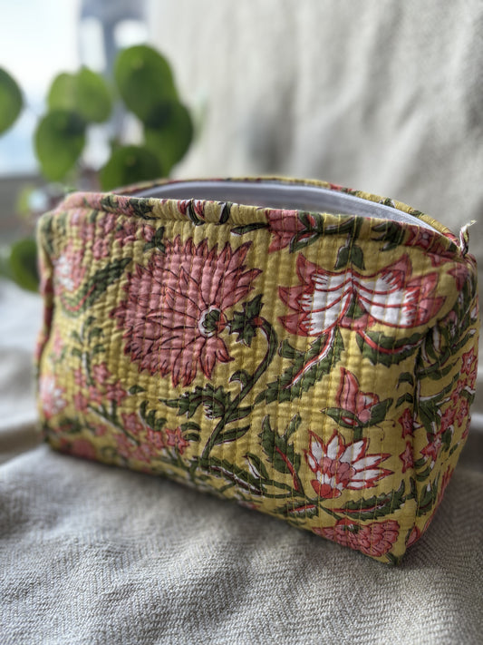 Mustard Green Makeup Bag