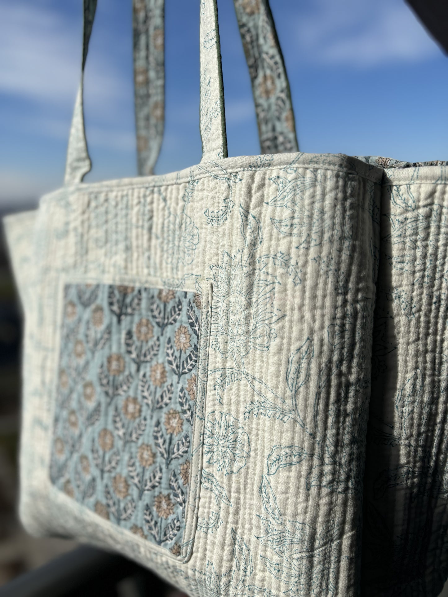 Powder Blue Reversible Tote Bag